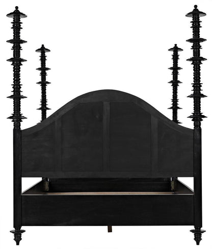Noir Ferret Bed, Queen, Hand Rubbed Black