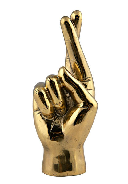 Noir Fingers Crossed Sculpture Antique Brass
