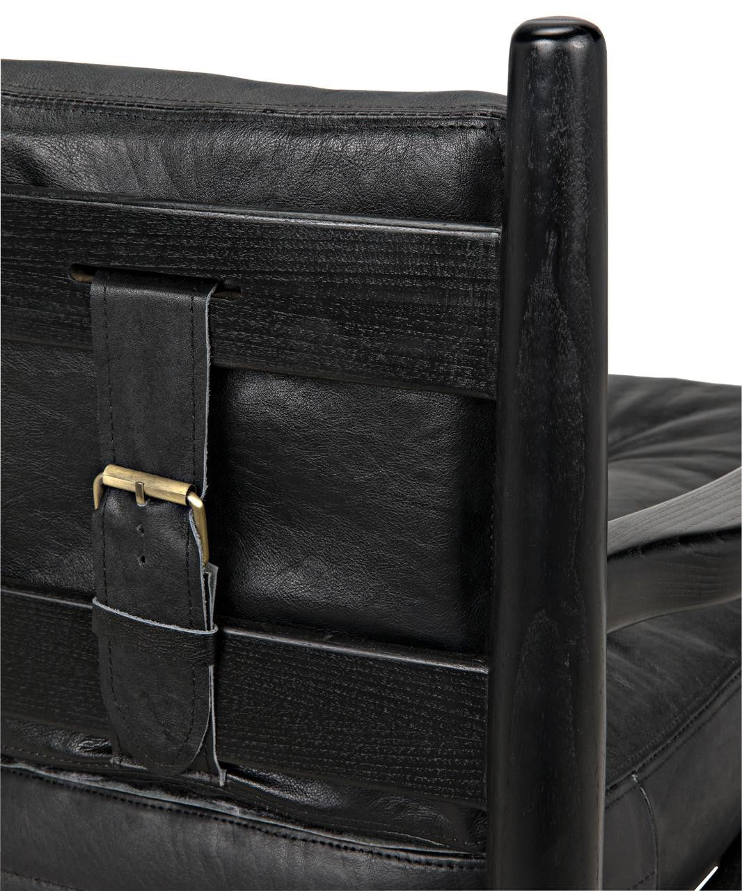 Noir Fogel Lounge Chair, Charcoal Black, Black Leather, 32"H (AE-42CHB YUU6013HWR)