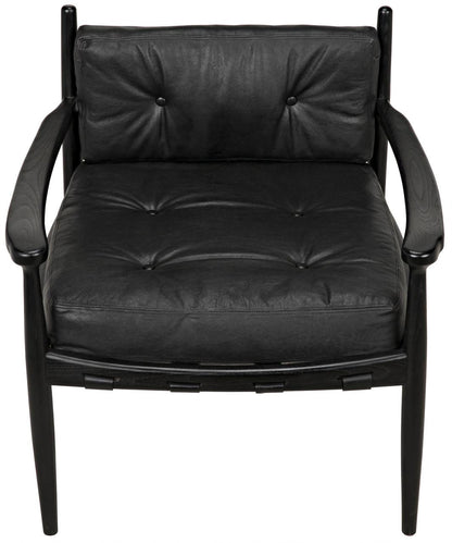 Noir Fogel Lounge Chair, Charcoal Black, Black Leather, 32"H (AE-42CHB YUU6013HWR)