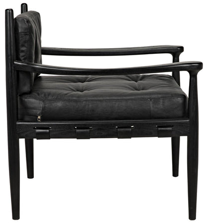 Noir Fogel Lounge Chair, Charcoal Black, Black Leather, 32"H (AE-42CHB YUU6013HWR)