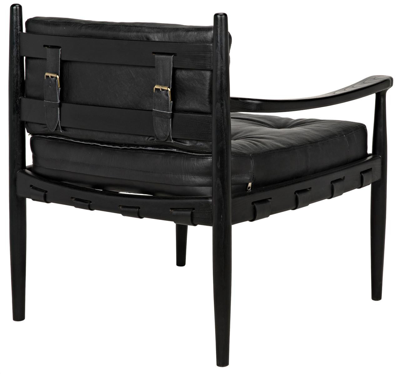 Noir Fogel Lounge Chair, Charcoal Black, Black Leather, 32"H (AE-42CHB YUU6013HWR)