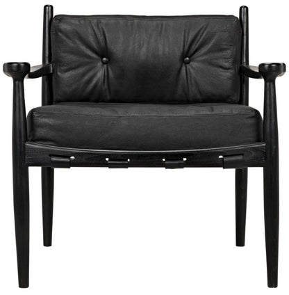 Noir Fogel Lounge Chair, Charcoal Black, Black Leather, 32"H (AE-42CHB YUU6013HWR)