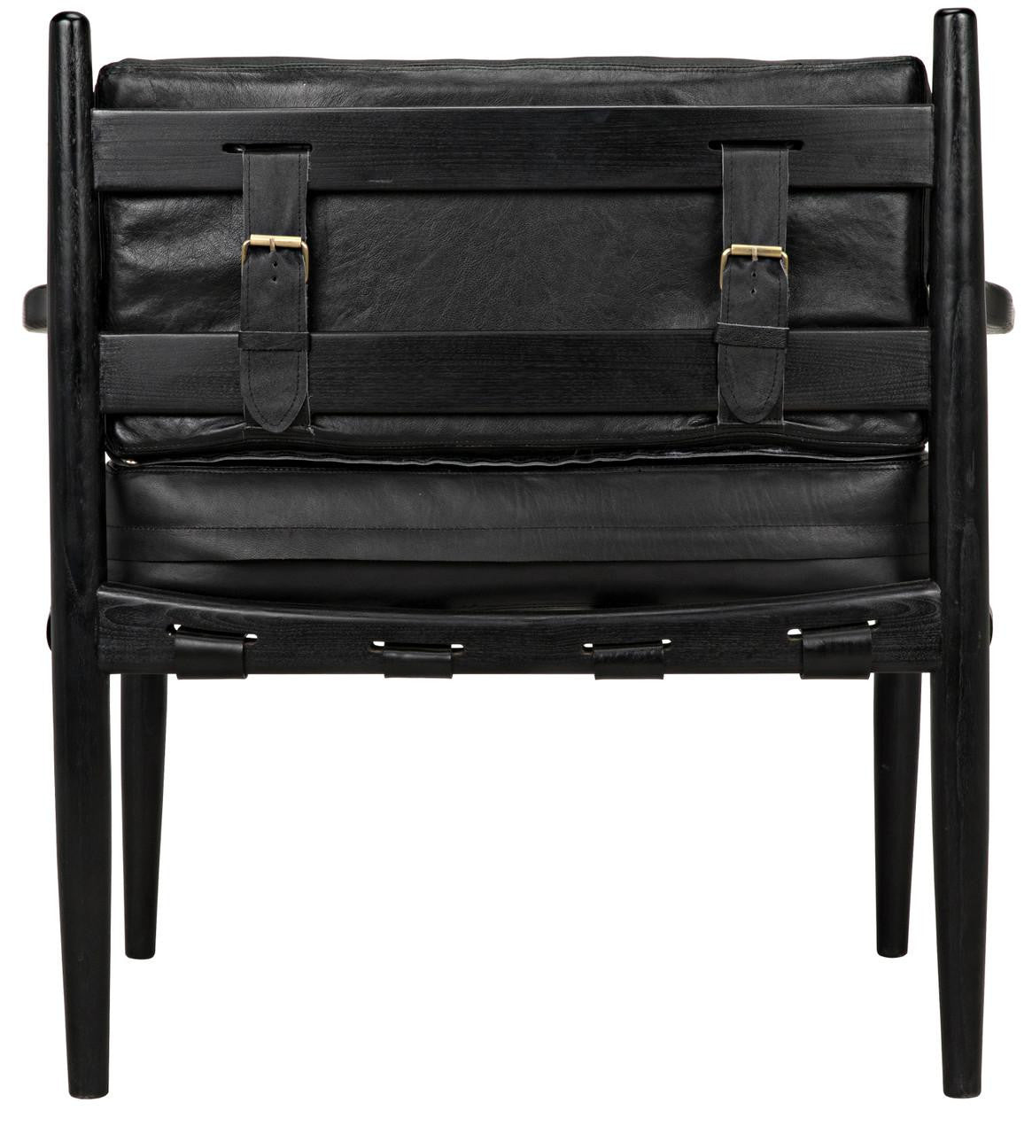Noir Fogel Lounge Chair, Charcoal Black, Black Leather, 32"H (AE-42CHB YUU6013HWR)