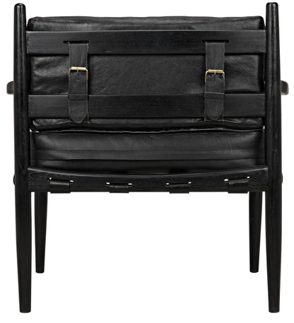 Noir Fogel Lounge Chair, Charcoal Black, Black Leather, 32"H (AE-42CHB YUU6013HWR)