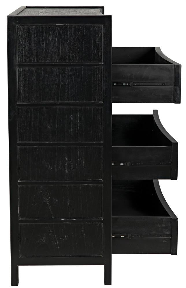 Noir Hampton Dresser, 6-Drawer, Hand-Rubbed Black, 36"W GDRE118HB, Noir GDRE118HB YUU6013LVF