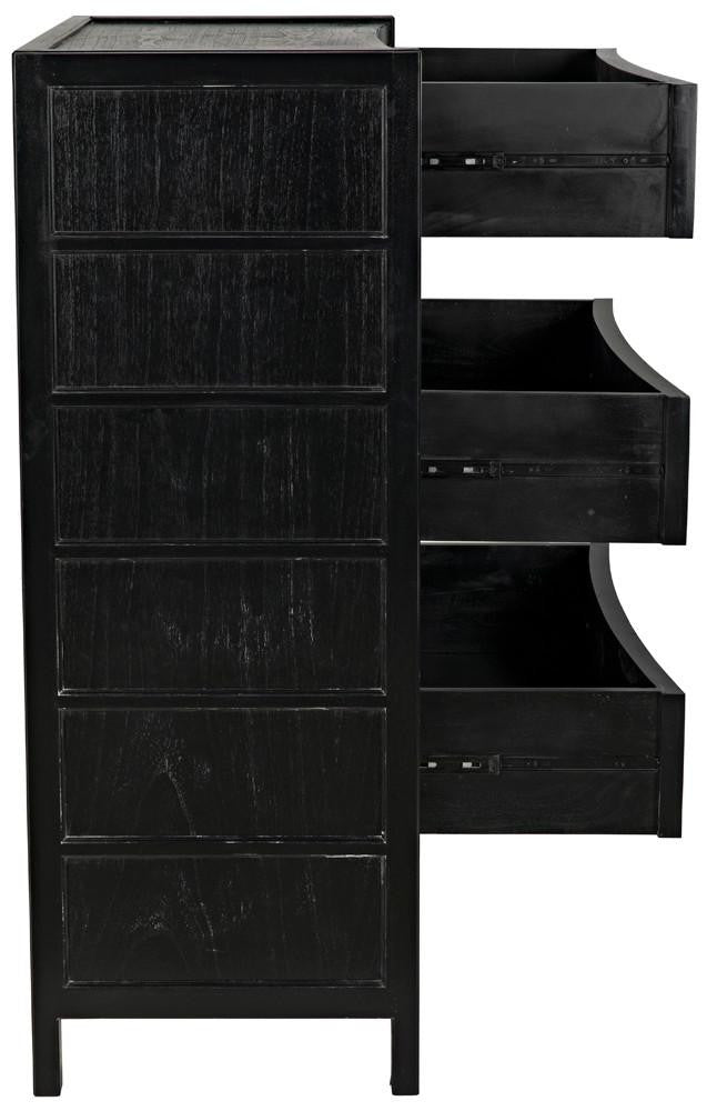Noir Hampton Dresser, 6-Drawer, Hand-Rubbed Black, 36"W GDRE118HB, Noir GDRE118HB YUU6013LVF