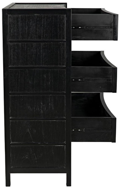 Noir Hampton Dresser, 6-Drawer, Hand-Rubbed Black, 36"W GDRE118HB, Noir GDRE118HB YUU6013LVF