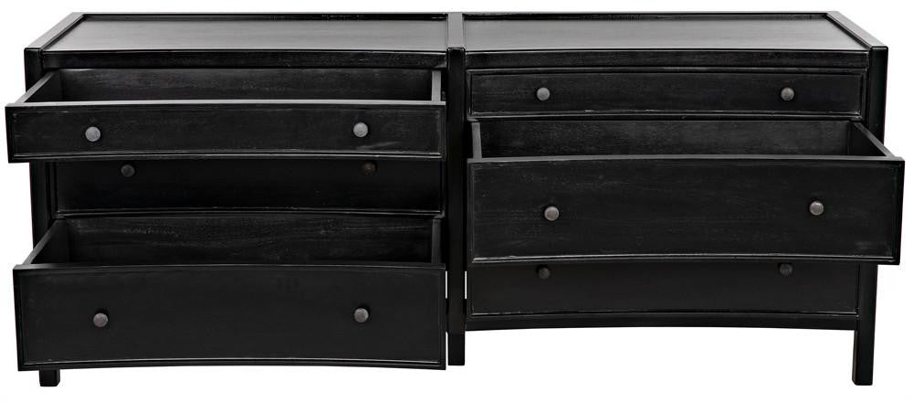 Noir Hampton Dresser, 6-Drawer, Hand-Rubbed Black, 74"W GDRE241HB-2, Noir GDRE241HB-2 YUU6013LVA
