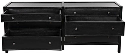 Noir Hampton Dresser, 6-Drawer, Hand-Rubbed Black, 74"W GDRE241HB-2, Noir GDRE241HB-2 YUU6013LVA