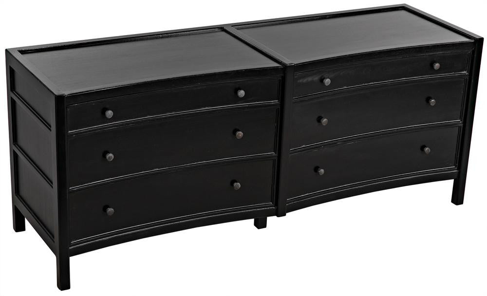 Noir Hampton Dresser, 6-Drawer, Hand-Rubbed Black, 74"W GDRE241HB-2, Noir GDRE241HB-2 YUU6013LVA