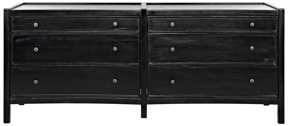 Noir Hampton Dresser, 6-Drawer, Hand-Rubbed Black, 74"W GDRE241HB-2, Noir GDRE241HB-2 YUU6013LVA