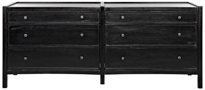 Noir Hampton Dresser, 6-Drawer, Hand-Rubbed Black, 74"W GDRE241HB-2, Noir GDRE241HB-2 YUU6013LVA