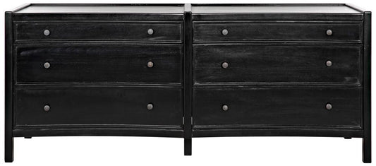 Noir Hampton Dresser, 6-Drawer, Hand-Rubbed Black, 74"W GDRE241HB-2, Noir GDRE241HB-2 YUU6013LVA