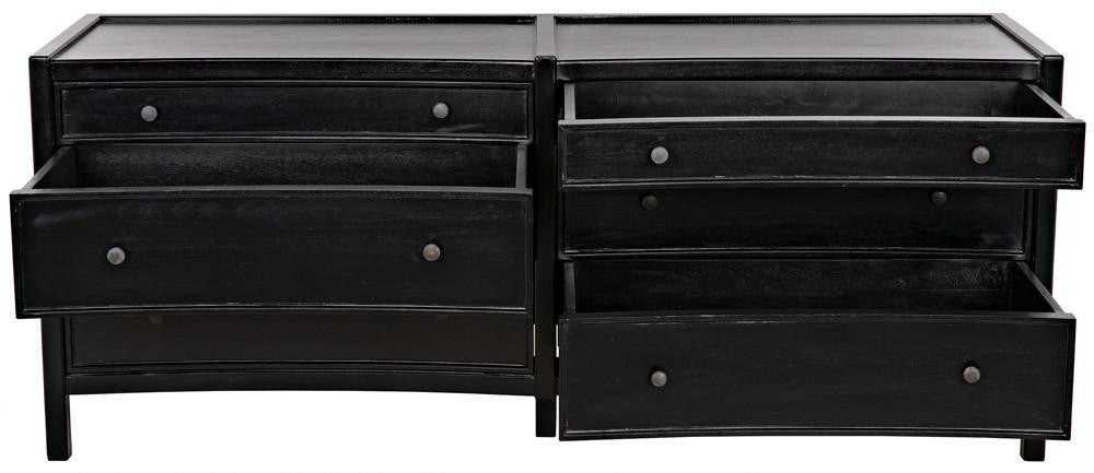Noir Hampton Dresser, 6-Drawer, Hand-Rubbed Black, 74"W GDRE241HB-2, Noir GDRE241HB-2 YUU6013LVA