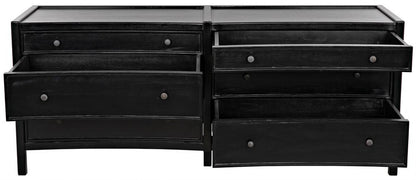 Noir Hampton Dresser, 6-Drawer, Hand-Rubbed Black, 74"W GDRE241HB-2, Noir GDRE241HB-2 YUU6013LVA