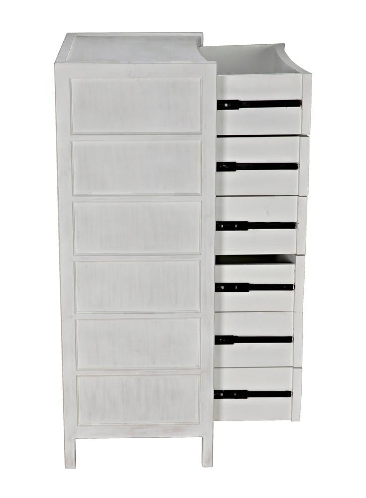 Noir Hampton Dresser, 6-Drawer, White Wash, 36"W GDRE118WH, Noir GDRE118WH YUU6013MQL