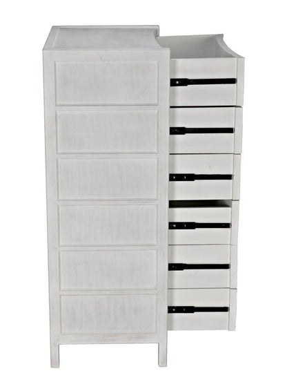 Noir Hampton Dresser, 6-Drawer, White Wash, 36"W GDRE118WH, Noir GDRE118WH YUU6013MQL