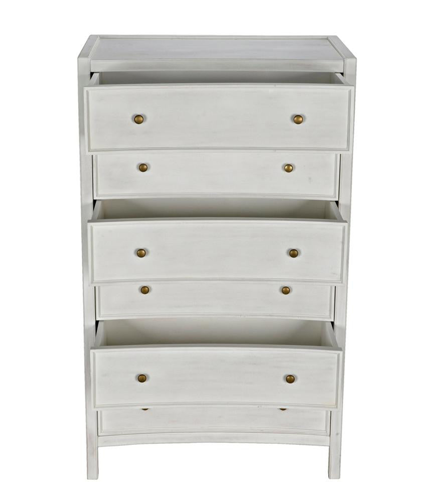 Noir Hampton Dresser, 6-Drawer, White Wash, 36"W GDRE118WH, Noir GDRE118WH YUU6013MQL