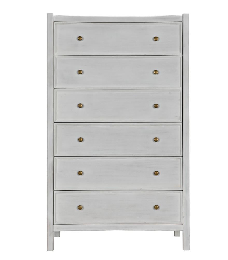 Noir Hampton Dresser, 6-Drawer, White Wash, 36"W GDRE118WH, Noir GDRE118WH YUU6013MQL