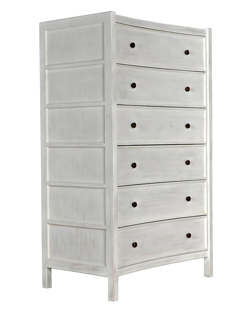 Noir Hampton Dresser, 6-Drawer, White Wash, 36"W GDRE118WH, Noir GDRE118WH YUU6013MQL