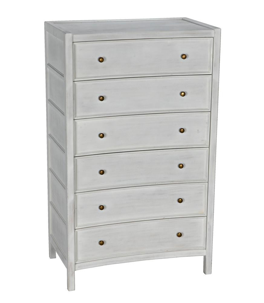 Noir Hampton Dresser, 6-Drawer, White Wash, 36"W GDRE118WH, Noir GDRE118WH YUU6013MQL