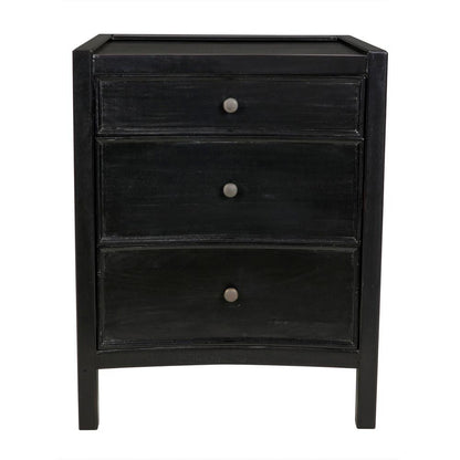 Noir Hampton Night Stand, 3-Drawer, Hand Rubbed Black, 24"W GTAB928HB, Noir GTAB928HB YUU6013LVD