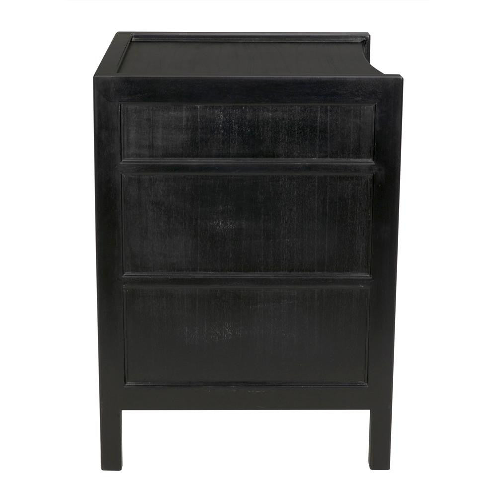 Noir Hampton Night Stand, 3-Drawer, Hand Rubbed Black, 24"W GTAB928HB, Noir GTAB928HB YUU6013LVD