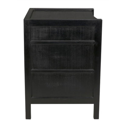 Noir Hampton Night Stand, 3-Drawer, Hand Rubbed Black, 24"W GTAB928HB, Noir GTAB928HB YUU6013LVD