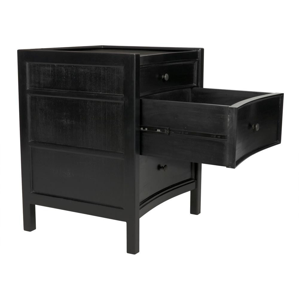 Noir Hampton Night Stand, 3-Drawer, Hand Rubbed Black, 24"W GTAB928HB, Noir GTAB928HB YUU6013LVD