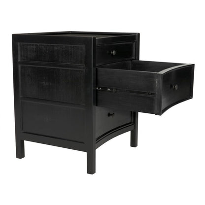 Noir Hampton Night Stand, 3-Drawer, Hand Rubbed Black, 24"W GTAB928HB, Noir GTAB928HB YUU6013LVD