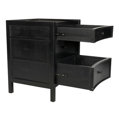 Noir Hampton Night Stand, 3-Drawer, Hand Rubbed Black, 24"W GTAB928HB, Noir GTAB928HB YUU6013LVD