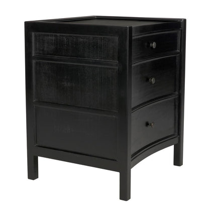 Noir Hampton Night Stand, 3-Drawer, Hand Rubbed Black, 24"W GTAB928HB, Noir GTAB928HB YUU6013LVD