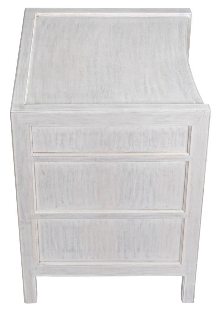 Noir Hampton Night Stand, 3-Drawer, White Wash, 24"W GTAB928WH, Noir GTAB928WH YUU6013LVE