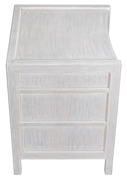 Noir Hampton Night Stand, 3-Drawer, White Wash, 24"W GTAB928WH, Noir GTAB928WH YUU6013LVE