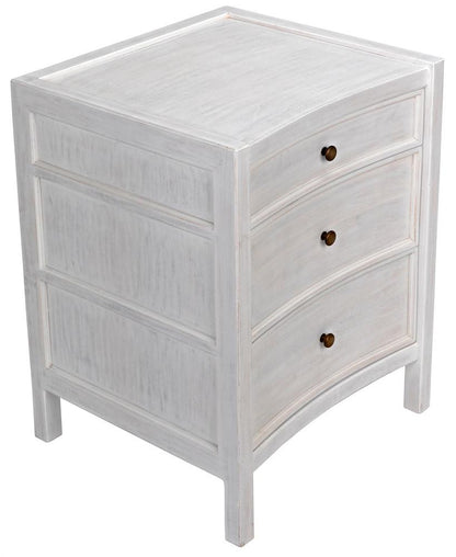 Noir Hampton Night Stand, 3-Drawer, White Wash, 24"W GTAB928WH, Noir GTAB928WH YUU6013LVE