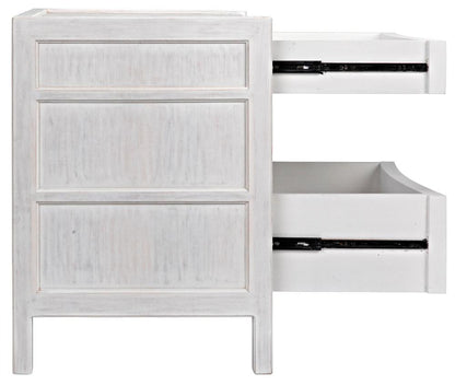 Noir Hampton Night Stand, 3-Drawer, White Wash, 24"W GTAB928WH, Noir GTAB928WH YUU6013LVE