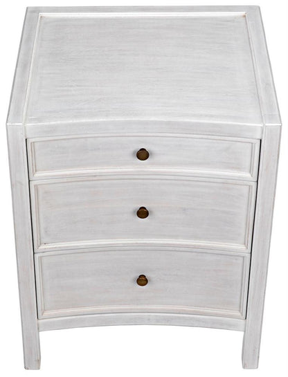 Noir Hampton Night Stand, 3-Drawer, White Wash, 24"W GTAB928WH, Noir GTAB928WH YUU6013LVE