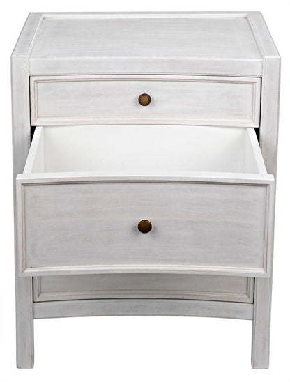 Noir Hampton Night Stand, 3-Drawer, White Wash, 24"W GTAB928WH, Noir GTAB928WH YUU6013LVE