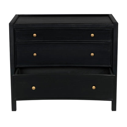 Noir Hampton Side Table, 3-Drawer, Hand-Rubbed Black, 30"H (GTAB245HB YUU6013NQ4)