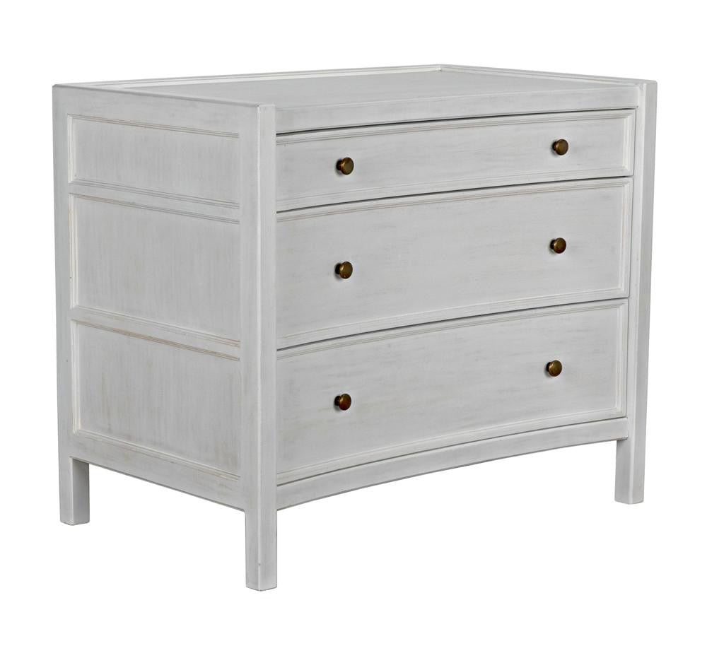 Noir Hampton Side Table, 3-Drawer, White Wash, 30"H (GTAB245WH YUU6013NQ5)