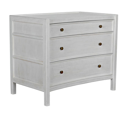 Noir Hampton Side Table, 3-Drawer, White Wash, 30"H (GTAB245WH YUU6013NQ5)