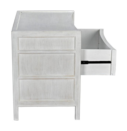 Noir Hampton Side Table, 3-Drawer, White Wash, 30"H (GTAB245WH YUU6013NQ5)