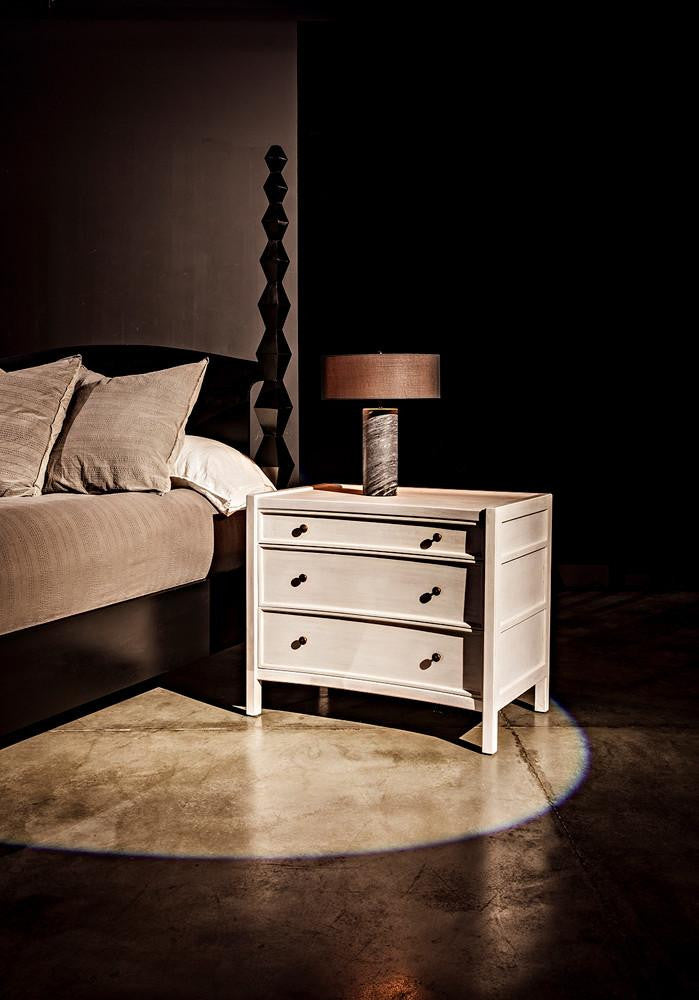 Noir Hampton Side Table, 3-Drawer, White Wash, 30"H (GTAB245WH YUU6013NQ5)