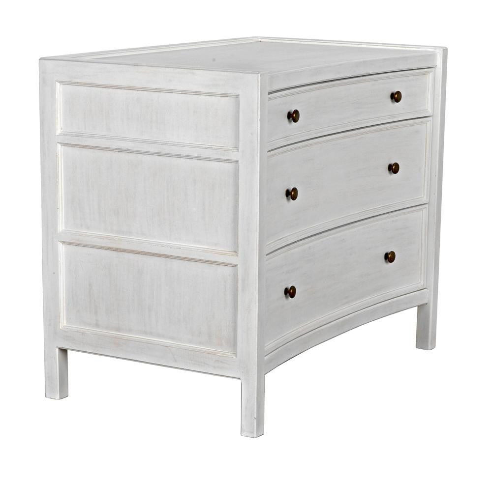 Noir Hampton Side Table, 3-Drawer, White Wash, 30"H (GTAB245WH YUU6013NQ5)
