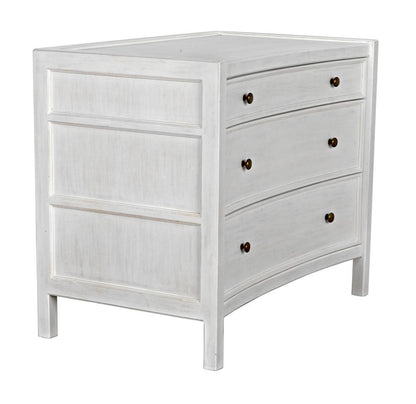 Noir Hampton Side Table, 3-Drawer, White Wash, 30"H (GTAB245WH YUU6013NQ5)