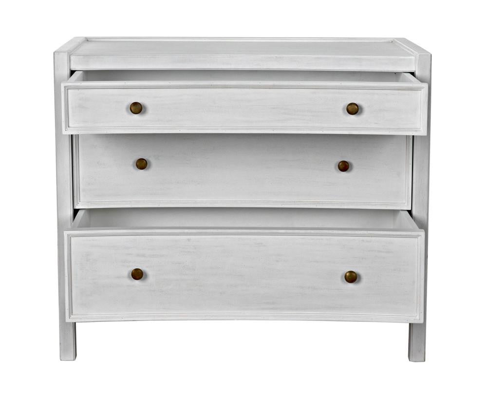 Noir Hampton Side Table, 3-Drawer, White Wash, 30"H (GTAB245WH YUU6013NQ5)