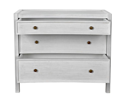 Noir Hampton Side Table, 3-Drawer, White Wash, 30"H (GTAB245WH YUU6013NQ5)