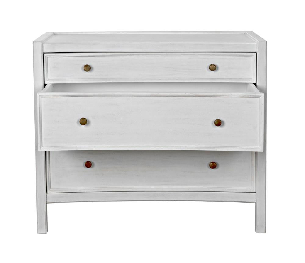 Noir Hampton Side Table, 3-Drawer, White Wash, 30"H (GTAB245WH YUU6013NQ5)