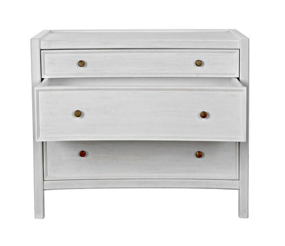 Noir Hampton Side Table, 3-Drawer, White Wash, 30"H (GTAB245WH YUU6013NQ5)